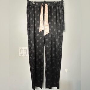 Tahari Black and dark grey polka dot silky pj pants
